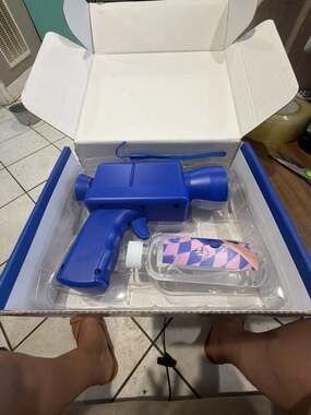 Blue Bubble Gun Toy with Solution